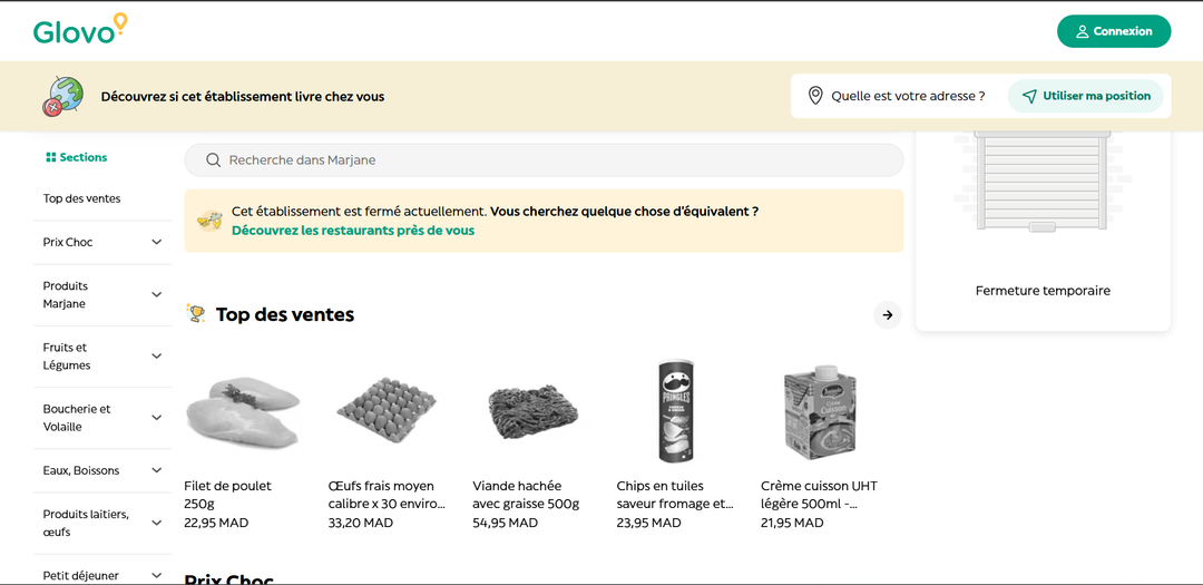 Scraping Glovo Maroc Listing Data